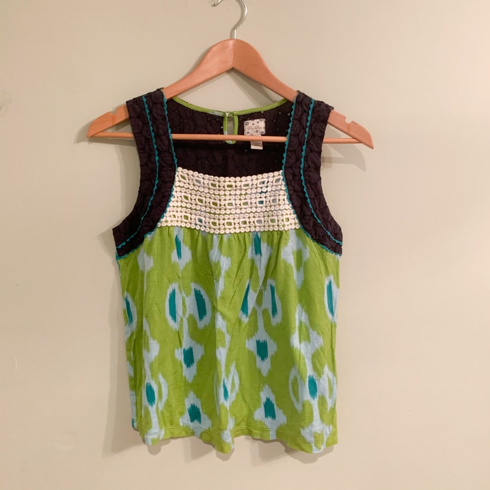 Anthropologie Ric Rac Ikat Print Sleeveless Blouse
